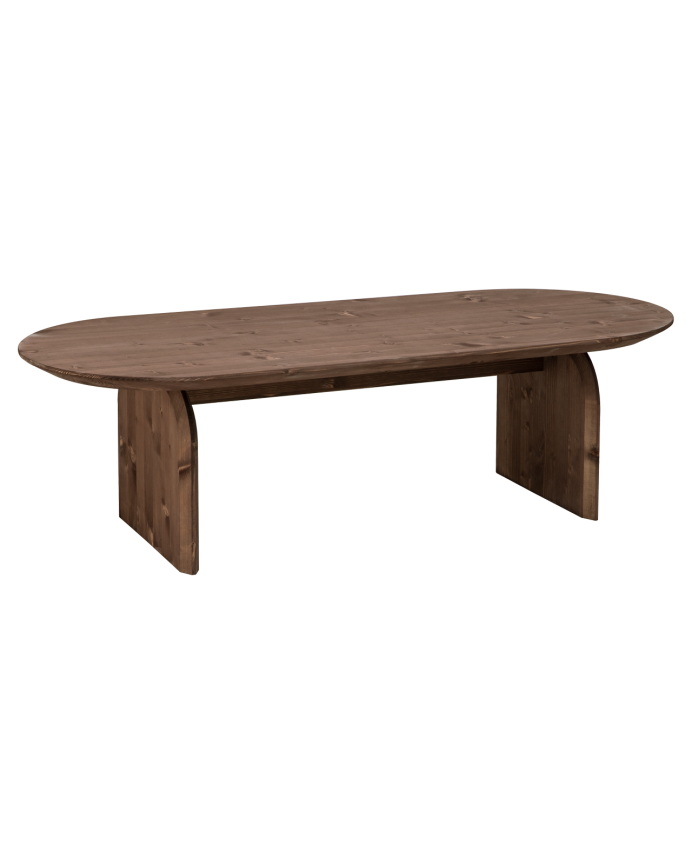 Table basse ovale en bois massif ton noyer de différentes tailles