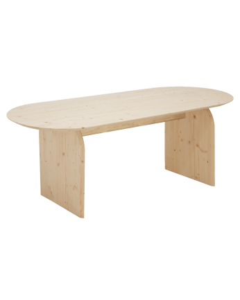 Table à manger ovale en bois massif ton naturel de différentes tailles