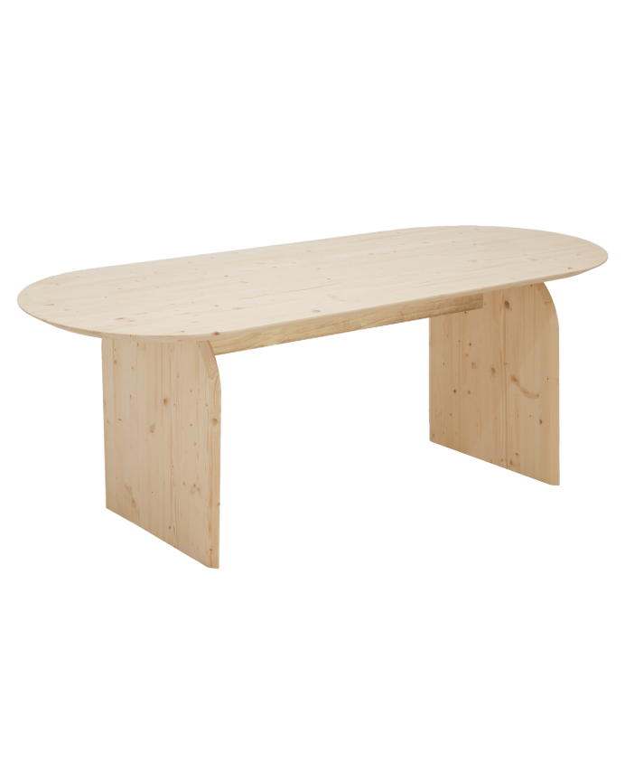 Table à manger ovale en bois massif ton naturel de différentes tailles