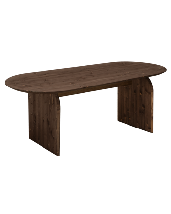 Table à manger ovale en bois massif ton noyer de différentes tailles