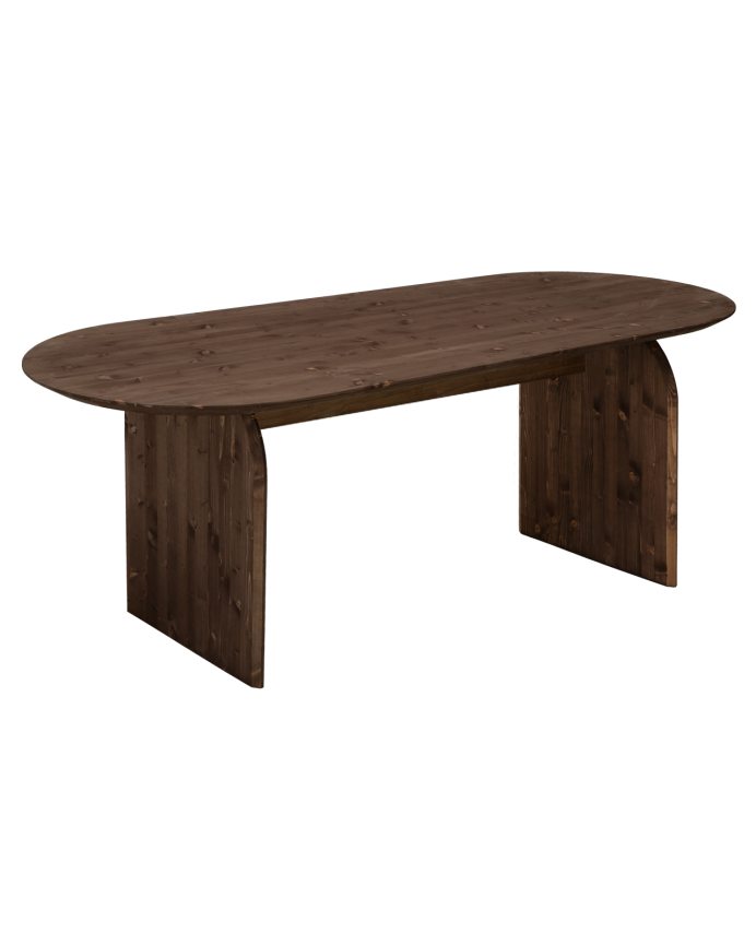 Table à manger ovale en bois massif ton noyer de différentes tailles