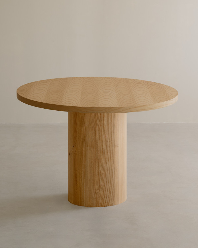 Table de salle à manger ronde en bois de frêne en plusieurs dimensions