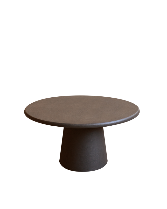 Table basse ronde en microciment marron en plusieurs dimensions