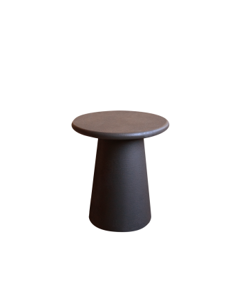 Table d'appoint ronde en microciment marron de 45x50cm