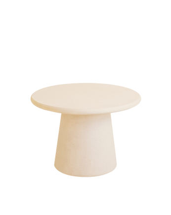 Table basse ronde en microciment ton beige de différentes tailles