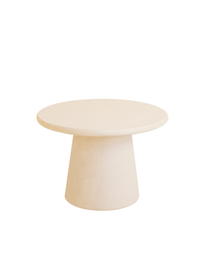 Table basse ronde en microciment ton beige de différentes tailles