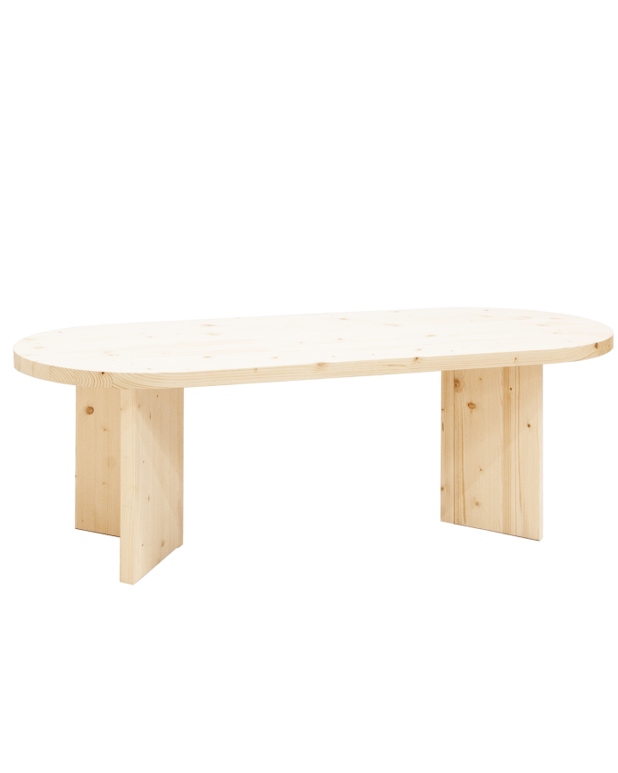 Table basse en bois massif ton naturel 120cm