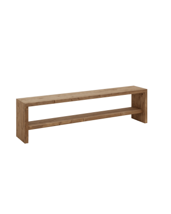 Banc à chaussures en bois massif ton chêne foncé en différentes tailles