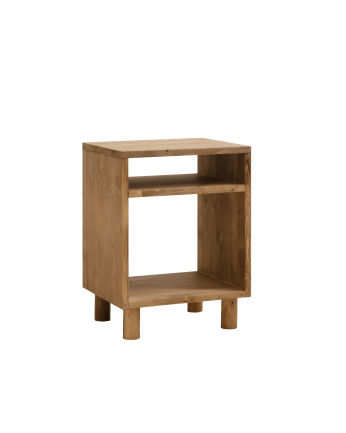 Table de chevet en bois massif ton chêne foncé 51x32cm