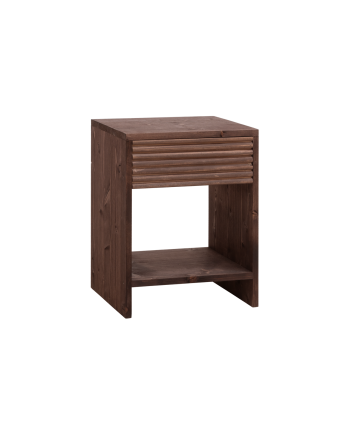 Table de chevet en bois massif avec un tiroir en ton noyer en différentes tailles