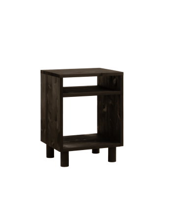 Table de chevet en bois massif ton noir 51x32cm