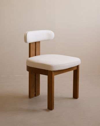 Chaise en bois de hêtre rembourrée en couleur blanco de 77x42cm