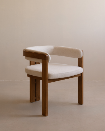 Chaise en bois de hêtre rembourrée en couleur blanco de 77x42cm