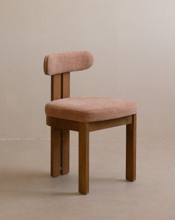 Chaise en bois de hêtre rembourrée en couleur rosa de 77x42cm