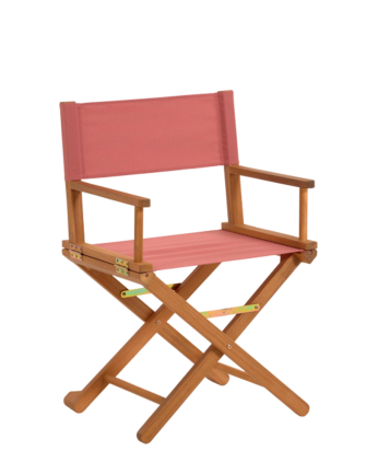 Chaises avec accoudoirs en bois d'acacia massif et assise en tissu rouge 88x55cm