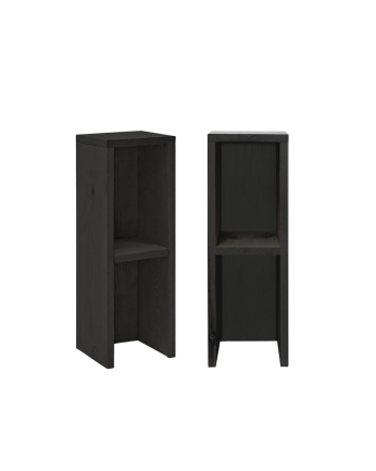 Pack de 2 tables de chevet ou d’appoint en bois massif noir 60x20cm