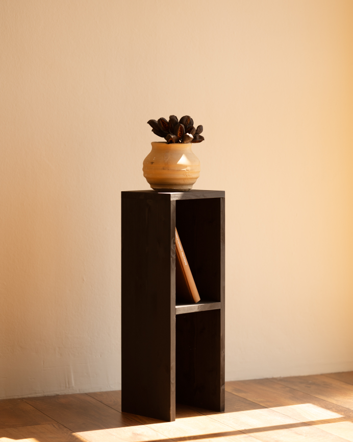 Pack de 2 tables de chevet ou d’appoint en bois massif noir 60x20cm