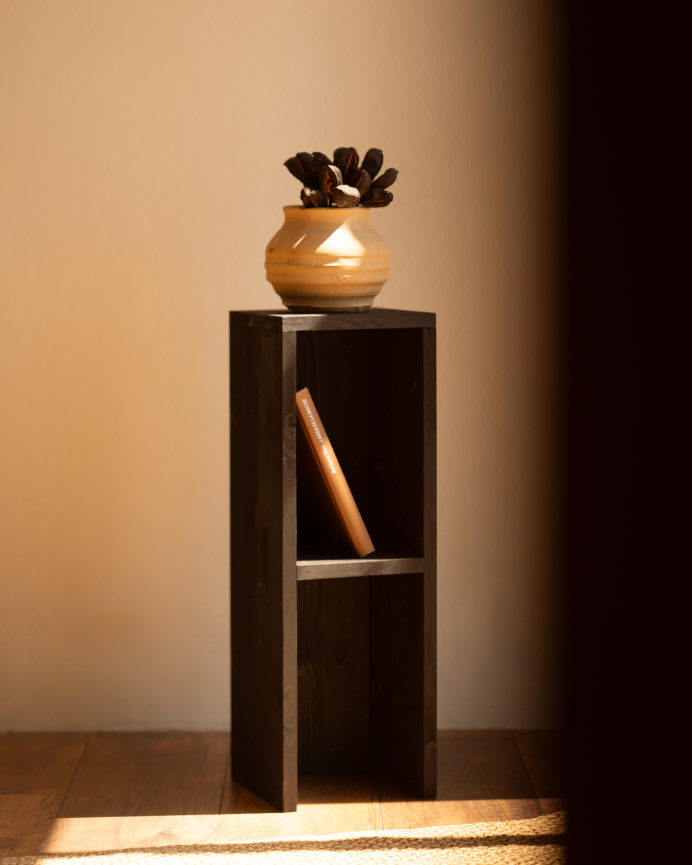Pack de 2 tables de chevet ou d’appoint en bois massif noir 60x20cm