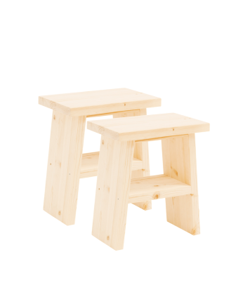 Pack de 2 tables de chevet ou d'appoint en bois massif ton naturel de 45x39cm
