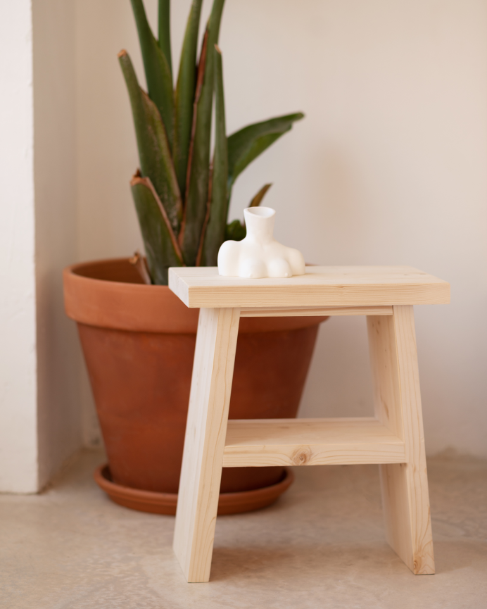Pack de 2 tables de chevet ou d'appoint en bois massif ton naturel de 45x39cm