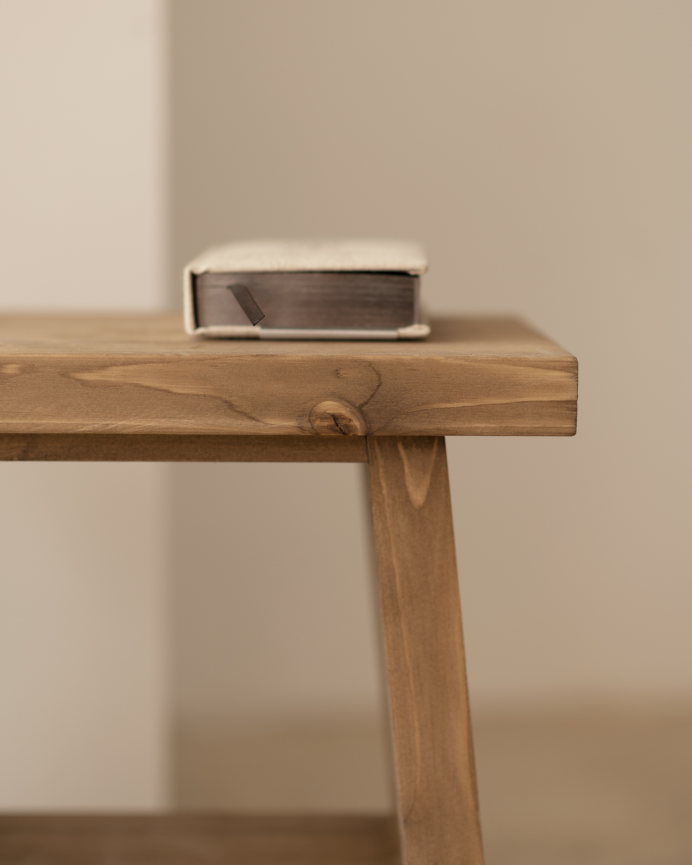 Pack de 2 tables de chevet ou d'appoint en bois massif ton chêne foncé de 45x39cm