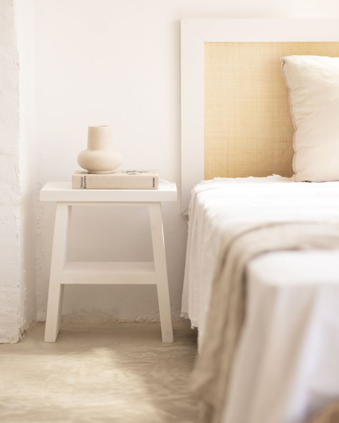 Pack de 2 tables de chevet ou d'appoint en bois massif ton blanc de 45x39cm