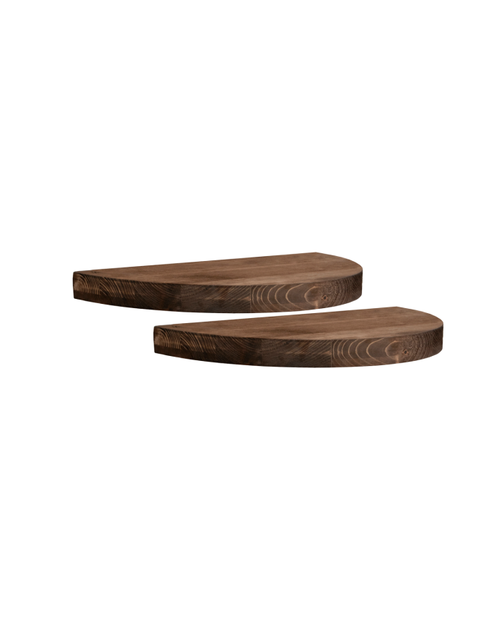 Pack de 2 tables de chevet flottantes en bois massif ton noyer de 3x40cm