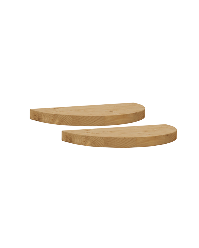 Pack de 2 tables de chevet flottantes en bois massif ton chêne moyen de 3x40cm