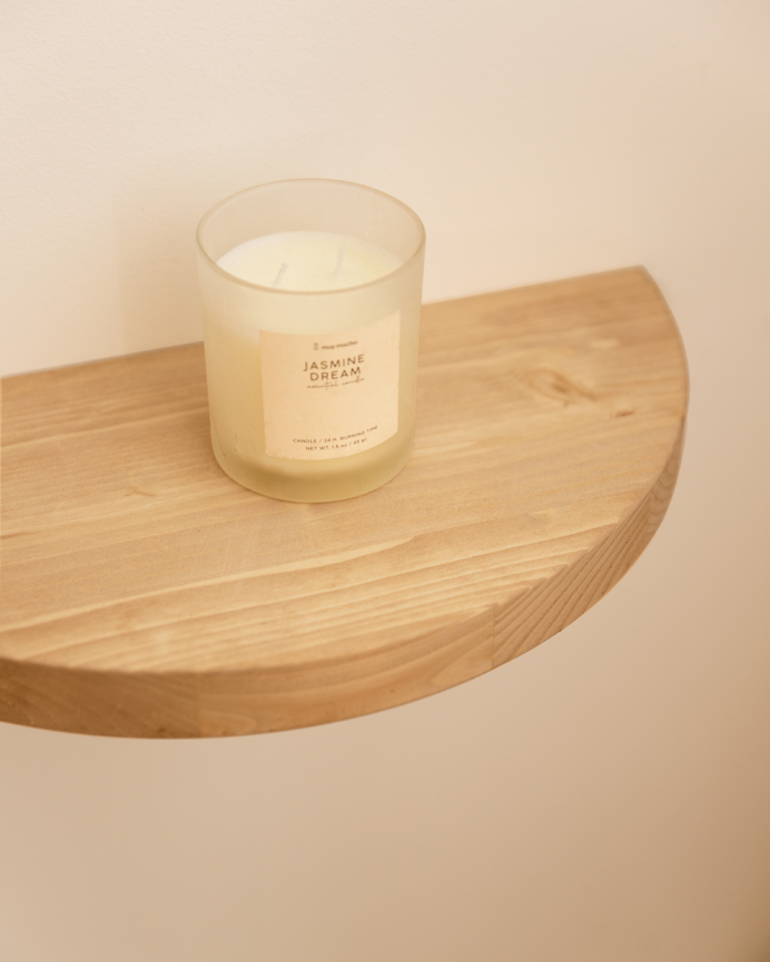 Pack de 2 tables de chevet flottantes en bois massif ton chêne moyen de 3x40cm
