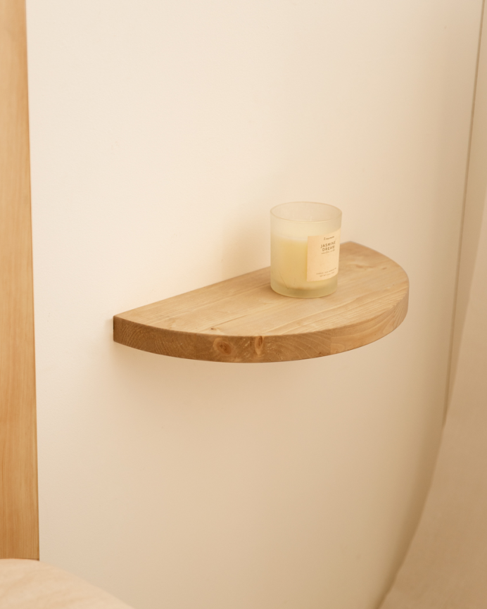 Pack de 2 tables de chevet flottantes en bois massif ton chêne moyen de 3x40cm