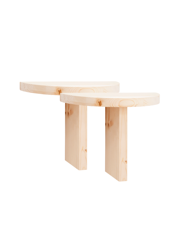 Pack de 2 tables de chevet flottantes en bois massif ton naturel de 27x40cm