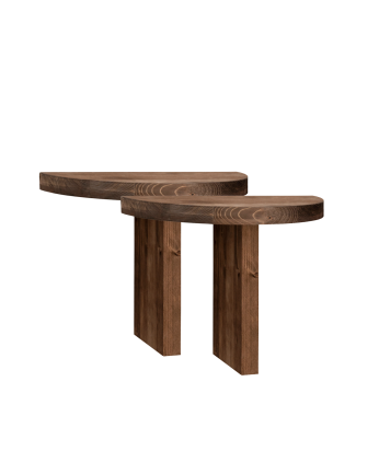 Pack de 2 tables de chevet flottantes en bois massif ton noyer de 27x40cm