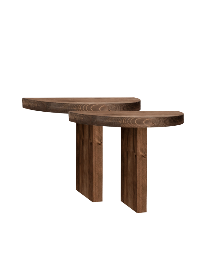 Pack de 2 tables de chevet flottantes en bois massif ton noyer de 27x40cm