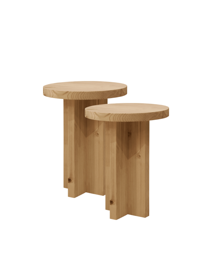 Pack de 2 tables de chevet en bois massif ton chêne moyen de 45x35cm