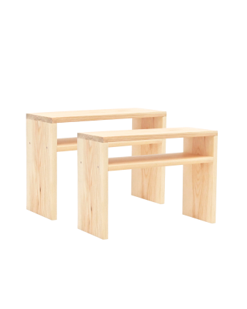 Pack de 2 tables de chevet en bois massif ton naturel de 50x36cm