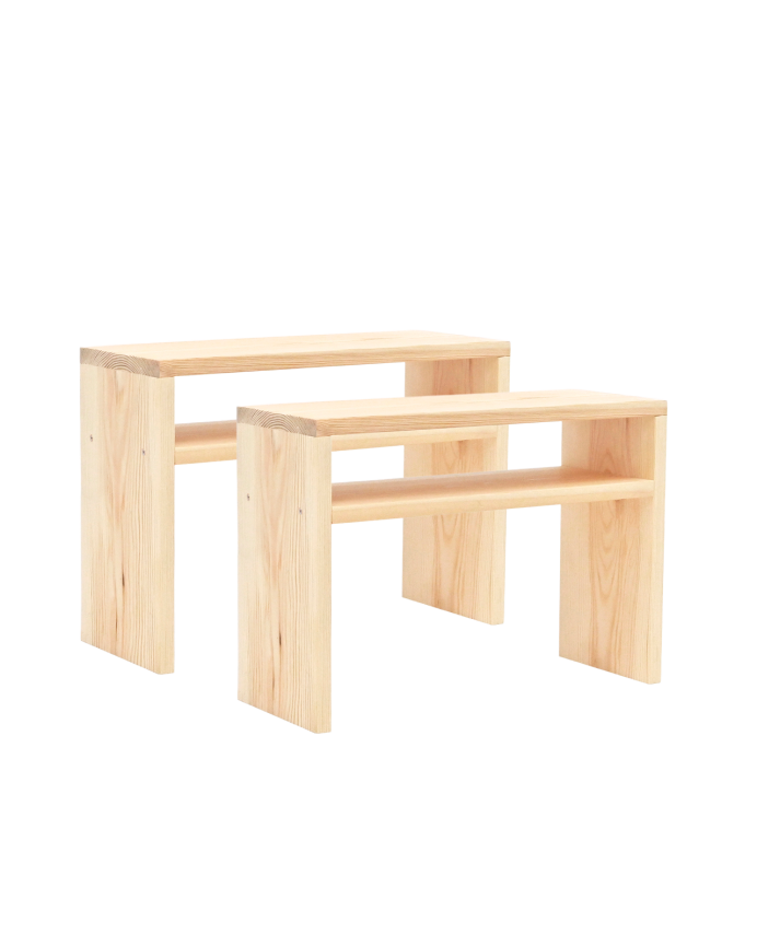 Pack de 2 tables de chevet en bois massif ton naturel de 50x36cm