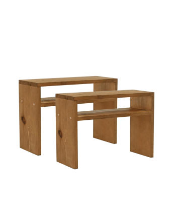 Pack de 2 tables de chevet en bois massif ton chêne foncé de 50x36cm