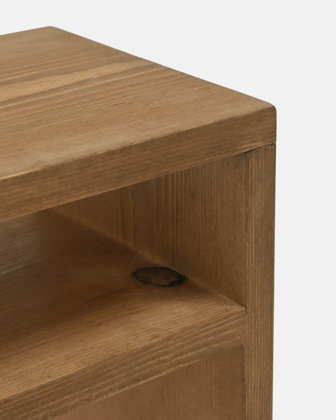 Pack de 2 tables de chevet en bois massif ton chêne foncé de 50x36cm