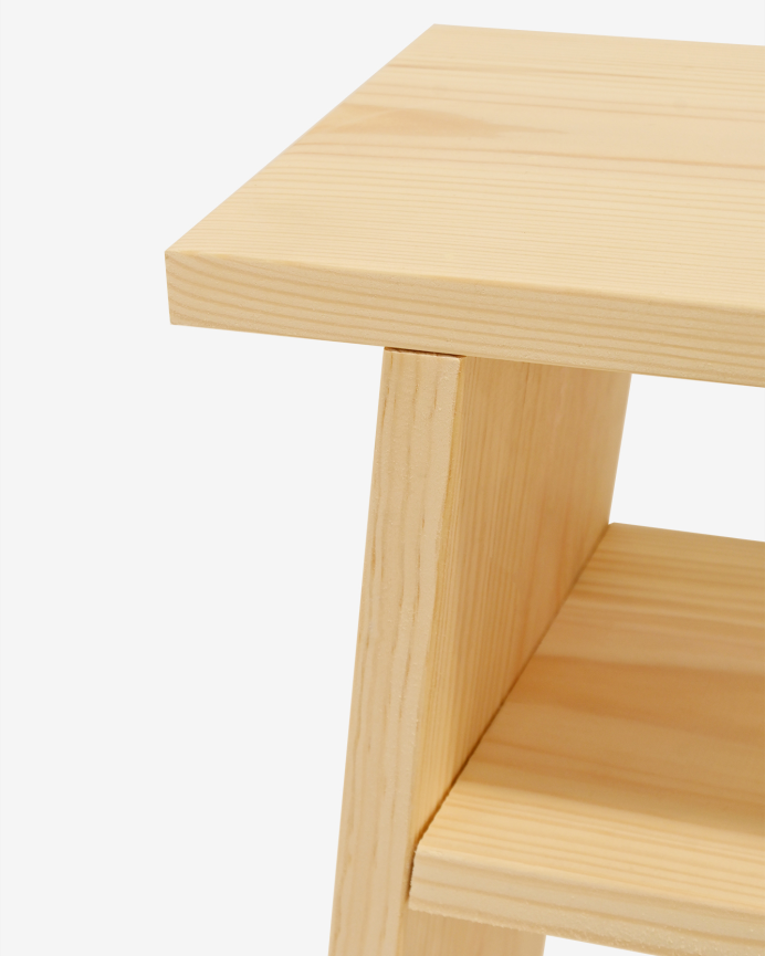 Pack de 2 tables fabriquées en bois massif ton naturel 60x20cm
