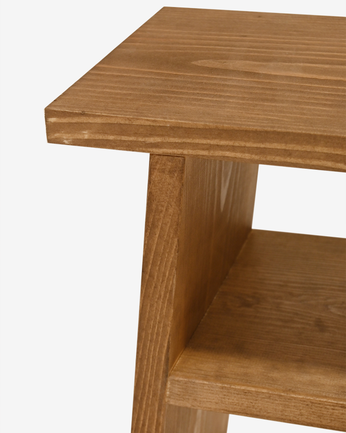 Pack de 2 tables fabriquées en bois massif ton chêne foncé 60x20cm
