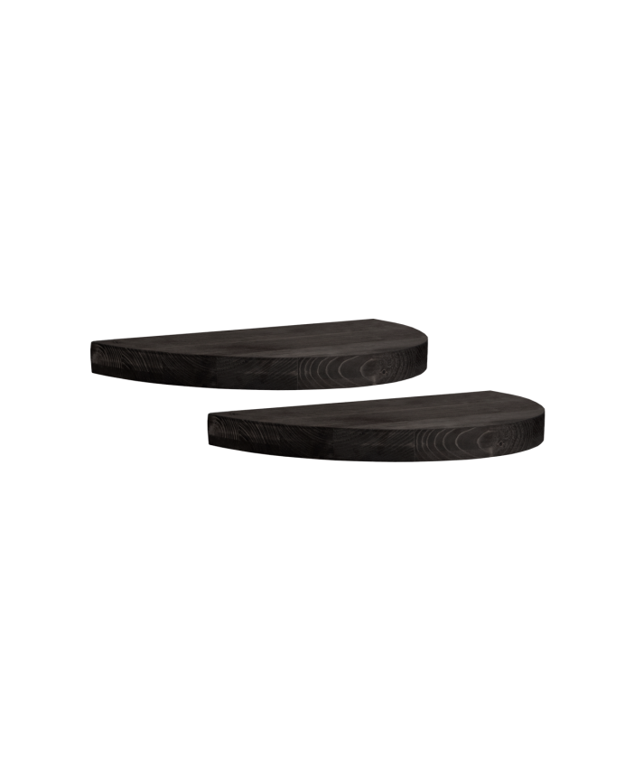 Pack de 2 tables de chevet flottantes en bois massif ton noir de 3x40cm