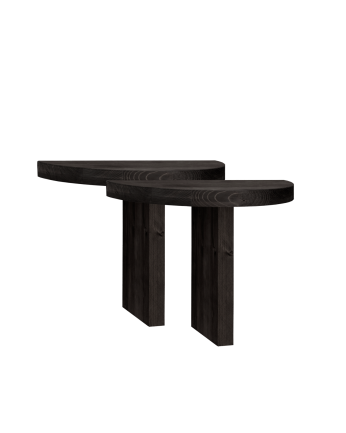 Pack de 2 tables de chevet flottantes en bois massif ton noir de 27x40cm