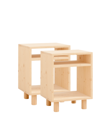 Pack de 2 tables de chevet en bois massif ton naturel de 51x32cm