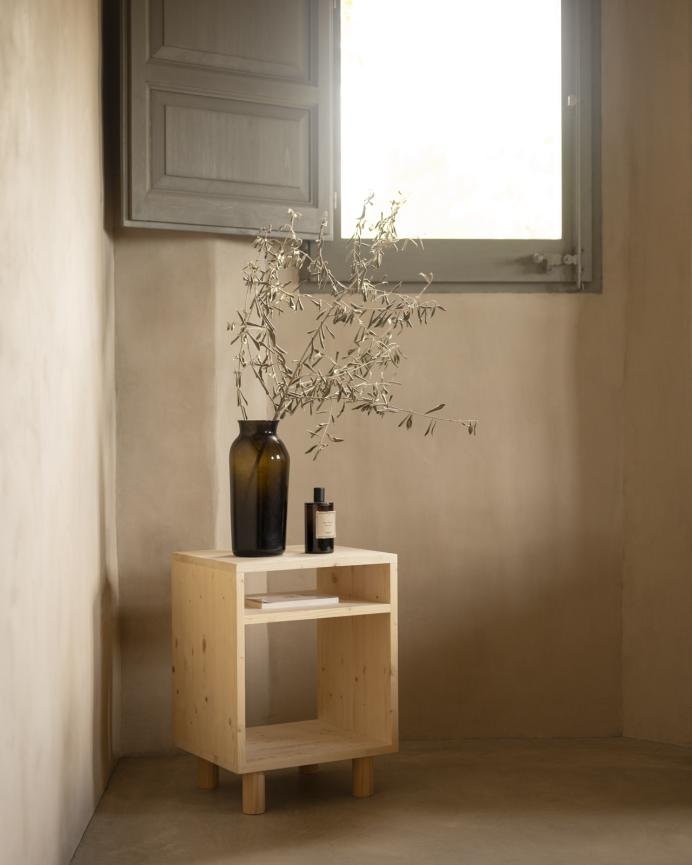 Pack de 2 tables de chevet en bois massif ton naturel de 51x32cm