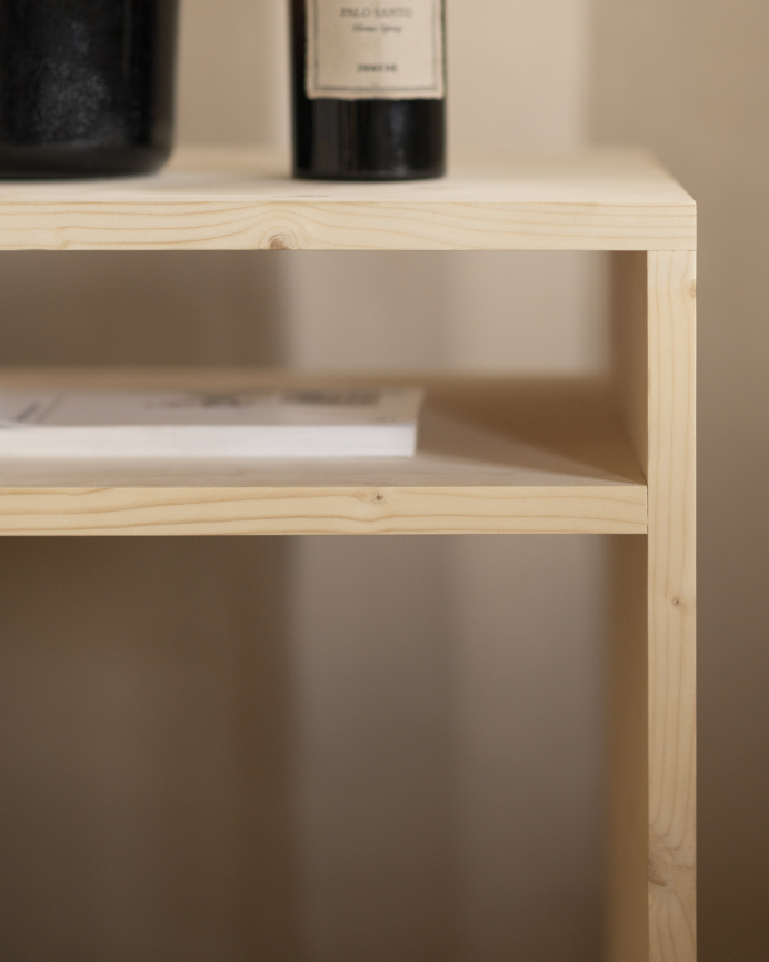 Pack de 2 tables de chevet en bois massif ton naturel de 51x32cm