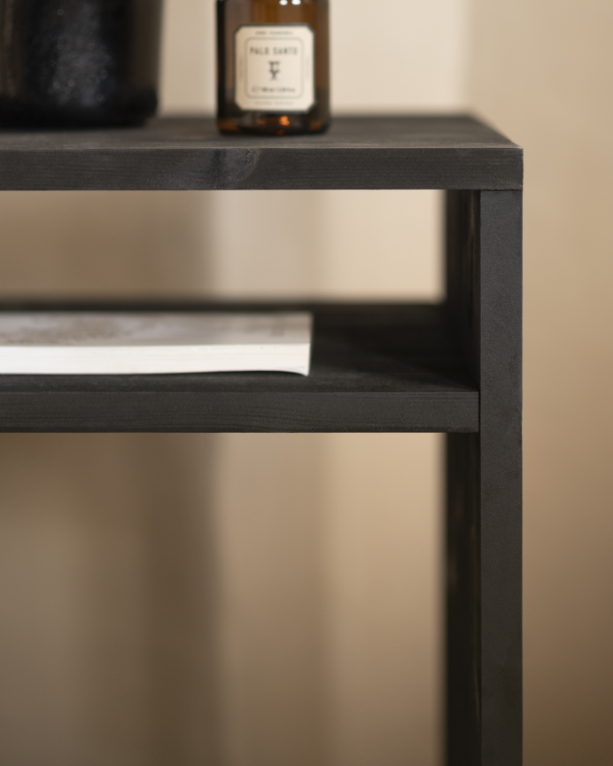 Pack de 2 tables de chevet en bois massif ton noir de 51x32cm