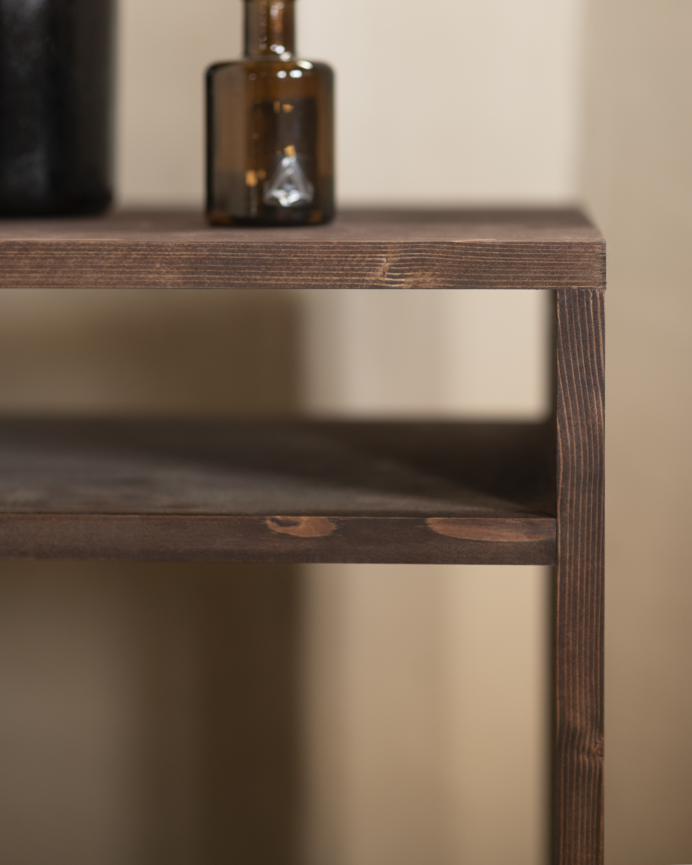 Pack de 2 tables de chevet en bois massif ton noyer de 51x32cm