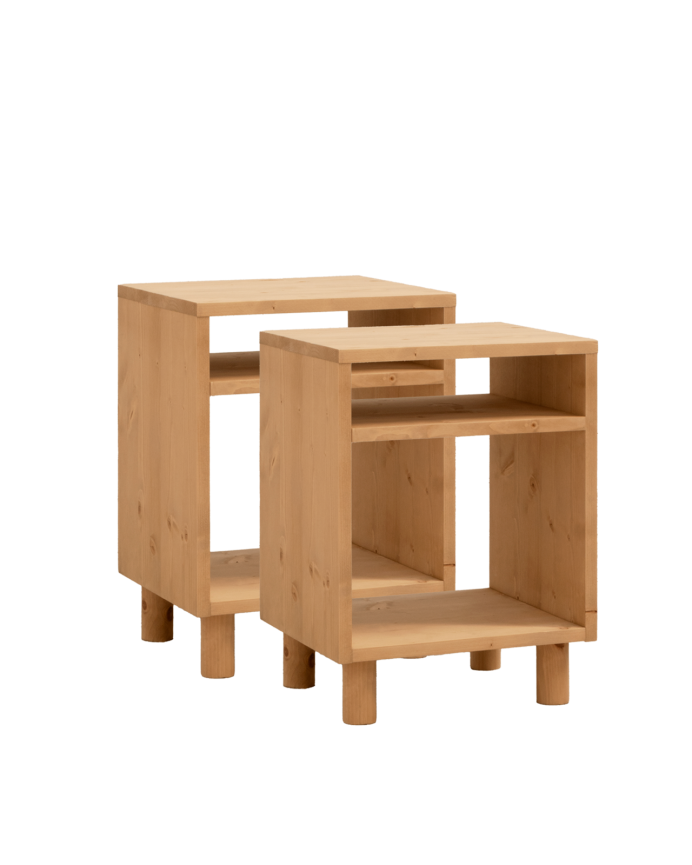 Pack de 2 tables de chevet en bois massif ton chêne moyen de 51x32cm