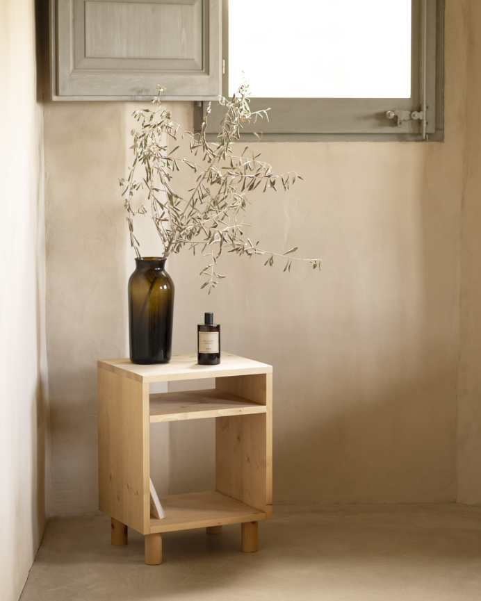 Pack de 2 tables de chevet en bois massif ton chêne moyen de 51x32cm