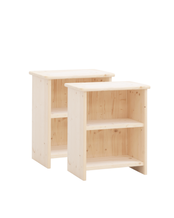 Pack de 2 tables de chevet en bois massif ton naturel de 50x42cm